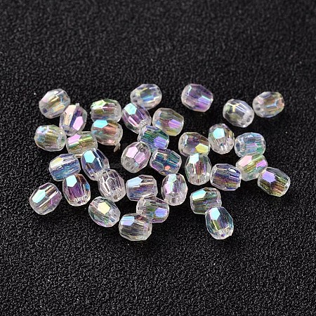 AB Color Plated Eco-Friendly Transparent Acrylic Barrel Beads LS-TACR-L002-4mm-22-1