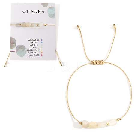 Chakra Adjustable Natural White Moonstone Bead Braided Bead Bracelets UY1901-2-1