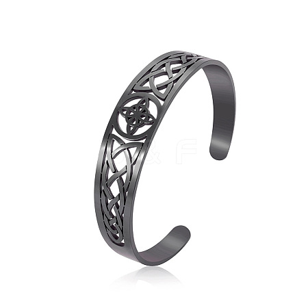 Witch Knot Hollow Out 304 Stainless Steel Cuff Bangles for Women FS-WG44EC4-03-1