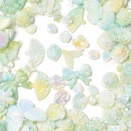 Rainbow Iridescent Plating Acrylic Beads OACR-U006-01D-1