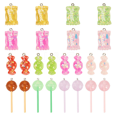 24Pcs 12 Styles Resin Imitation Food Pendants RESI-TA0004-22-1