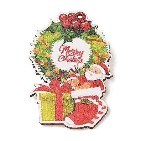 Christmas Theme Wood Printed Brooches for Women LS-JEWB-Z029-01E-1