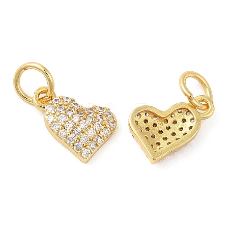 Rack Plating Brass Micro Pave Clear Cubic Zirconia Charms KK-Z026-17G-1