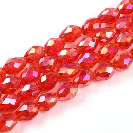 Transparent Electroplate Glass Beads Strands EGLA-N013-T6mm-B29-1