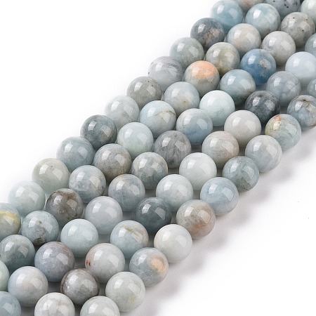 Natural Aquamarine Beads Strands G-F641-02-10mm-01A-1