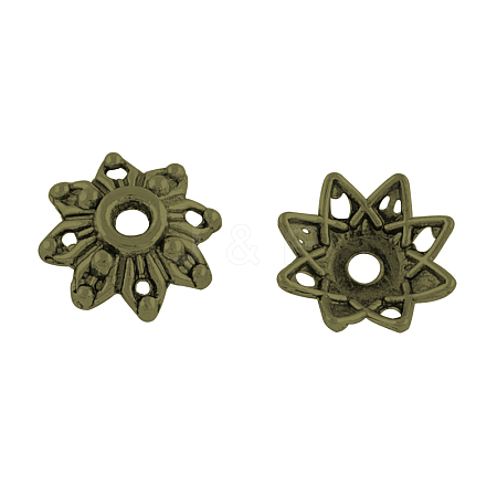 8-Petal Flower Alloy Bead Caps TIBEB-155-AB-NR-1