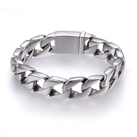 304 Stainless Steel Curb Chains Bracelets BJEW-E346-20P-1