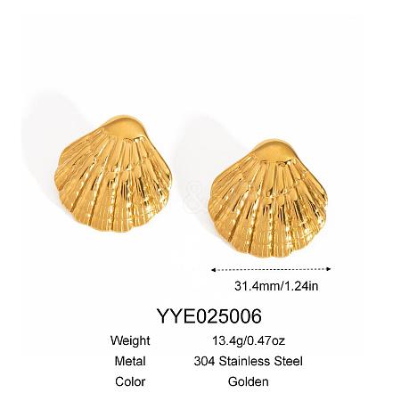 Beach 304 Stainless Steel Shell Shape Stud Earrings for Women BP9833-2-1