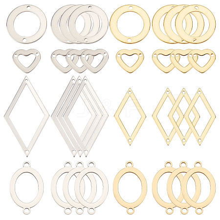 32Pcs 8 Styles 201 Stainless Steel Connector Charms STAS-SC0005-06-1