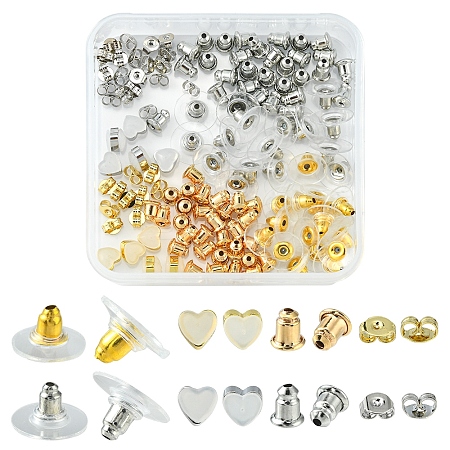 142Pcs 8 Style Brass & Silicone Earring Nuts KK-YW0001-43-1