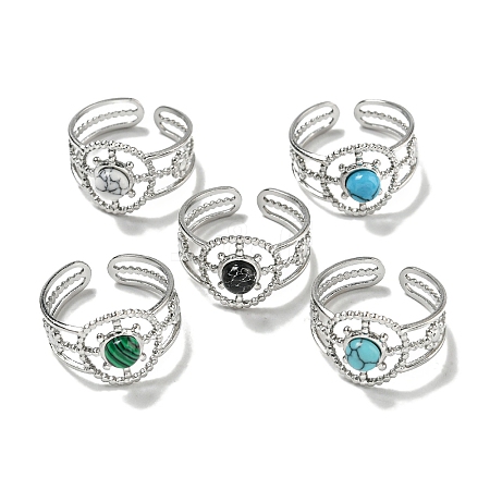 304 Stainless Steel Open Cuff Rings RJEW-C079-09P-1