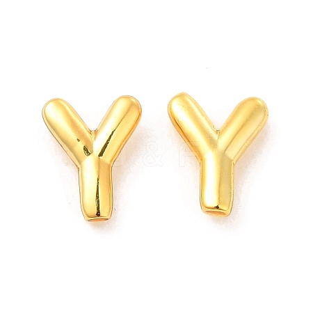 Brass Hollow Out Initial Letter Stud Earrings for Women EJEW-A044-01G-Y-1