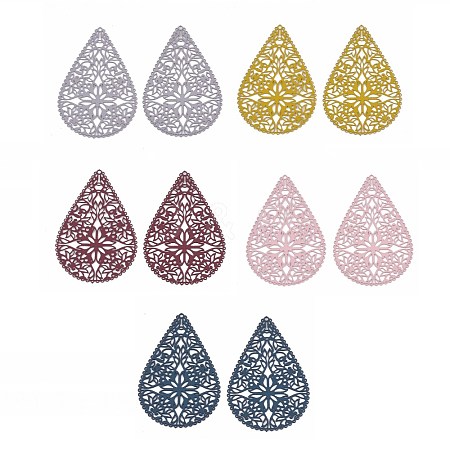 430 Stainless Steel Filigree Pendants X-STAS-S108-15-1
