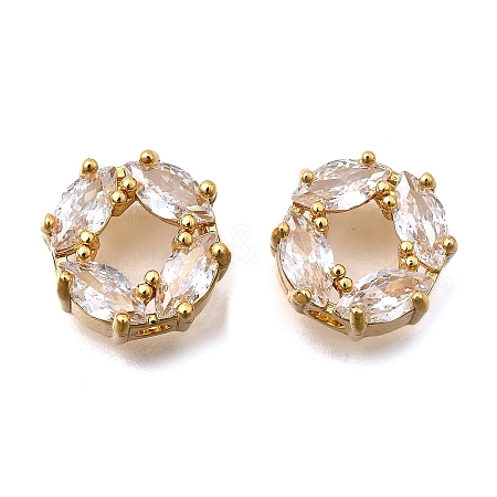 Brass Micro Pave Cubic Zirconia Beads KK-F913-02G-01-1