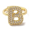 Rack Plating Letter Brass Micro Pave Clear Cubic Zirconia Adjustable Rings for Women KK-S391-03G-B-1