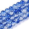 Two-Tone Crackle Baking Painted Transparent Glass Beads Strands CCG-T004-8mm-04-1