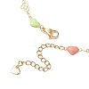 304 Stainless Steel Enamel Colorful Heart Link Chain Necklaces for Women NJEW-JN05165-5