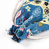 Flower Deer Printed Polycotton(Polyester Cotton) Packing Pouches Drawstring Bags ABAG-T004-10x14-37-3