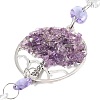 Tree of Life Natural Amethyst Chips & Glass Crystal Round Suncatchers HJEW-E013-07P-3