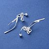 999 Sterling Silver Bowknot Ear Plugs Gauges EJEW-P296-18S-2