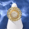 Brass Micro Pave Cubic Zirconia Cuff Open Rings RJEW-F204-04G-1