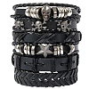 6Pcs 6 Styles PU Imitation Leather Braided Bracelets BJEW-CL0001-52-1