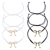 4Pcs 2 Colors Bowknot Brass Charms Bracelets BJEW-HS00013-1
