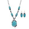 Bohemian Synthetic Turquoise Pendant Necklaces & Earrings Sets for Women LE7615-1