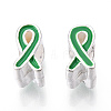 Alloy Enamel Awareness Ribbon Large Hole European Beads MPDL-R036-41D-2