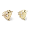 Brass with Cubic Zirconia Stud Earrings Findings KK-B087-10G-1