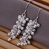 Silver Color Plated Brass Textured Cluster Earrings EJEW-BB11919-1