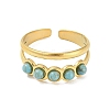 Synthetic Turquoise Beaded Open Cuff Ring RJEW-G293-01D-2