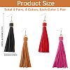 8Pcs 4 Colors PU Leather Tassel Dangle Earrings EJEW-CL0001-02A-2