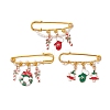 3Pcs 3 Styles Christmas Theme Iron Safety Pin Brooch JEWB-BR00178-1