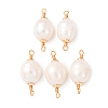 Natural Pearl Rice Connector Charms KK-Z152-01G-01-1
