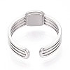 304 Stainless Steel Cuff Rings Components STAS-N113-07P-3