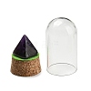Natural Amethyst Pyramid Display Decoration with Glass Dome Cloche Cover DJEW-B009-01G-2