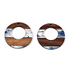 Transparent Resin & Walnut Wood Pendants RESI-ZX017-70-3