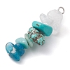 Gradient Color Natural Quartz Crystal & Natural Amazonite & Synthetic Turquoise & Natural Apatite Chip Beaded Pendants PALLOY-JF02790-10-3