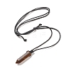 Natural Tiger Eye Bullet Pendant Necklace with Waxed Cords for Women NJEW-M196-02A-2