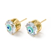 Flat Round Glass with Enamel Evil Eye Stud Earrings EJEW-P210-04G-09-1