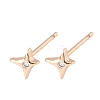 Brass Micro Pave Clear Cubic Zirconia Star Stud Earrings EJEW-L278-06G-4