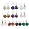 Rack Plating Brass Flat Round Dangle Earrings for Women EJEW-B064-01P-1