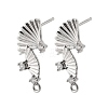 Brass Micro Pave Cubic Zirconia Stud Earring Findings LS-KK-K371-44P-1