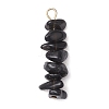 Gradient Color Natural Smoky Quartz & Natural Obsidian & Natural Labradorite Chip Beaded Pendants PALLOY-JF02795-07-3