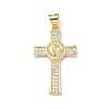 Brass Micro Pave Clear Cubic Zirconia Pendants KK-P350-16G-02-1