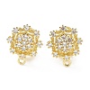 Flower Brass Micro Pave Cubic Zirconia Stud Earrings Finding KK-E083-01G-1