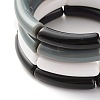 Opaque Chunky Acrylic Curved Tube Beads Stretch Bracelets Set for Women BJEW-JB07320-9