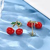 Brass Enamel Stud Earrings EJEW-D322-06G-03-3
