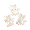 Natural Sea White Shell Cat Charms SHEL-D079-04-1